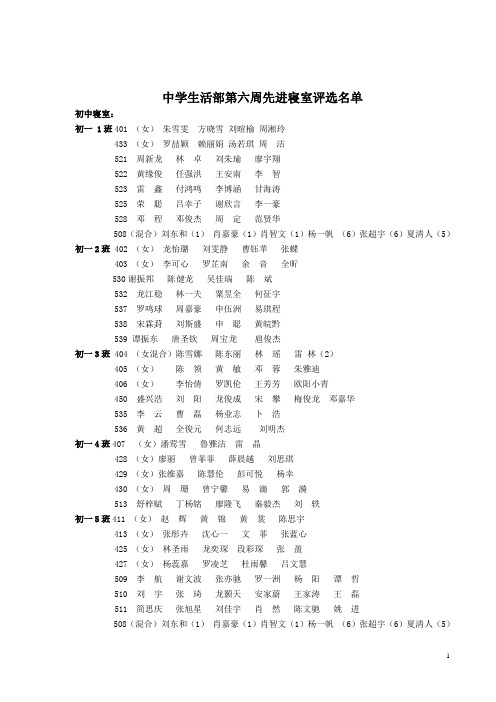 中学生活部寝室名单 - 湖南长沙同升湖实验学校  首页