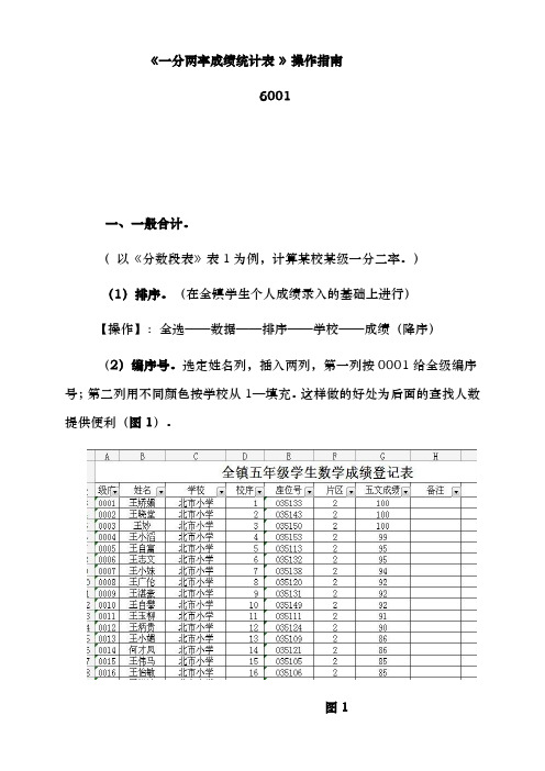 一分二率成绩统计表操作指南