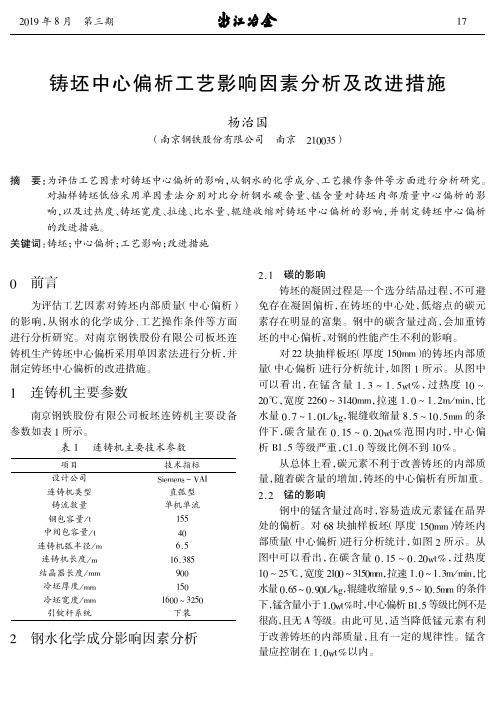 铸坯中心偏析工艺影响因素分析及改进措施