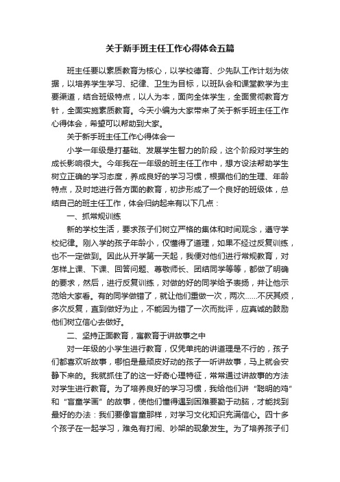 关于新手班主任工作心得体会五篇