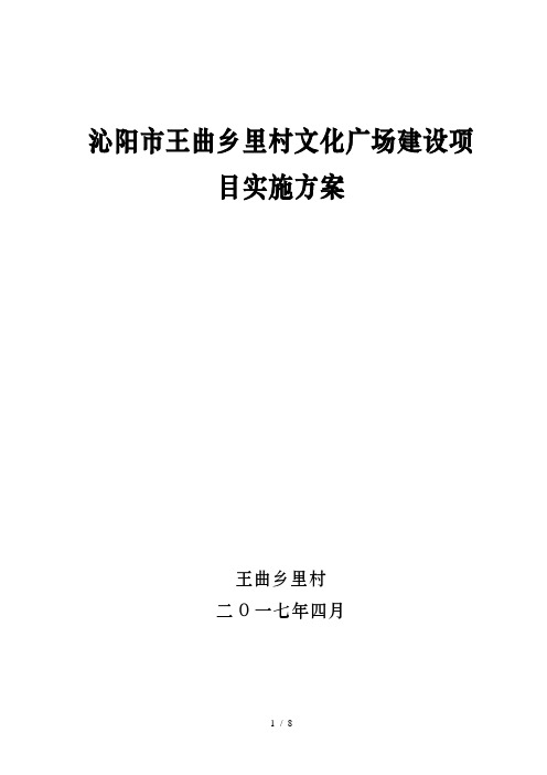 文化广场建设项目实施方案