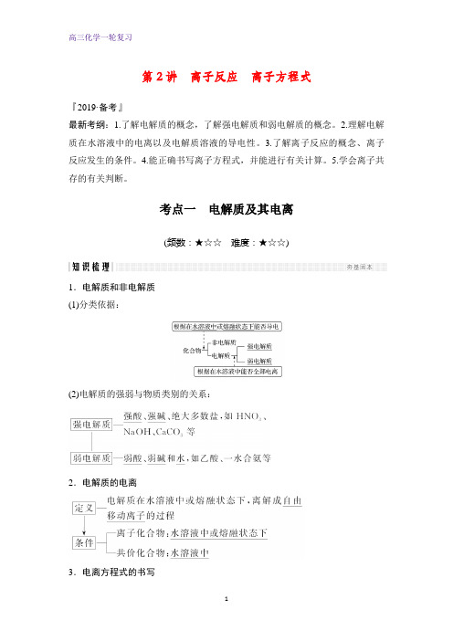 高三化学一轮复习精品学案：离子反应  离子方程式