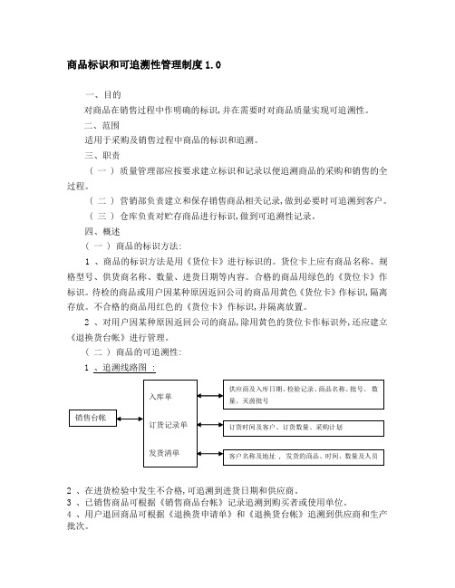 商品标识和可追溯性管理制度10