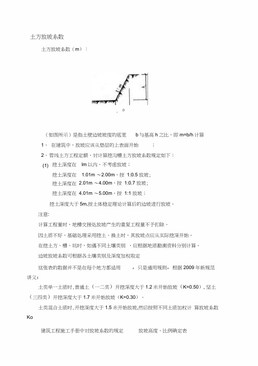 建筑工程放坡系数及土方放坡计算公式