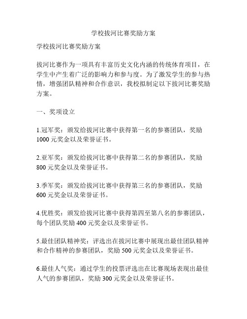 学校拔河比赛奖励方案