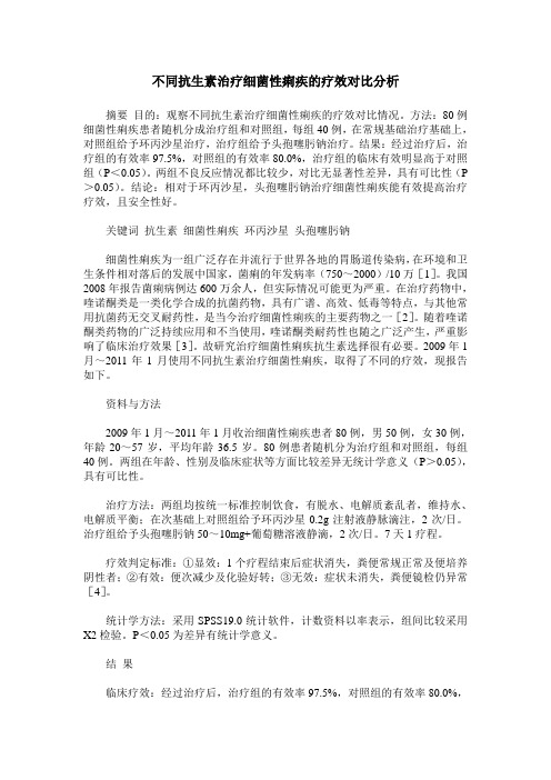 不同抗生素治疗细菌性痢疾的疗效对比分析