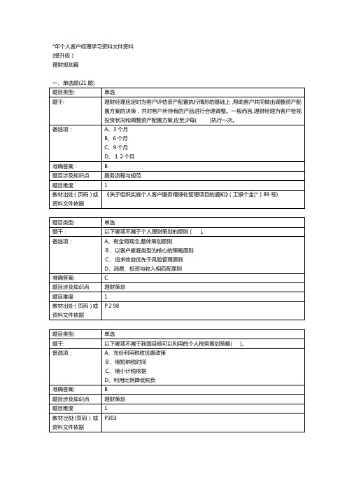 银行个人客户经理学习资料(提高版)个人信贷业务篇模版