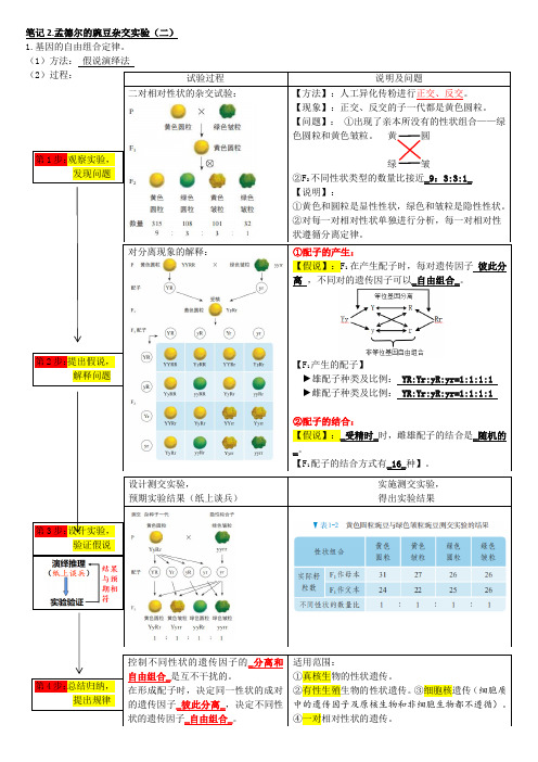 12孟德尔的豌豆杂交实验(二)(基因的自由组合定律)(word)