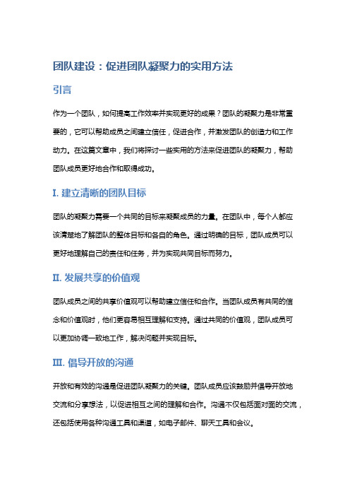 团队建设：促进团队凝聚力的实用方法