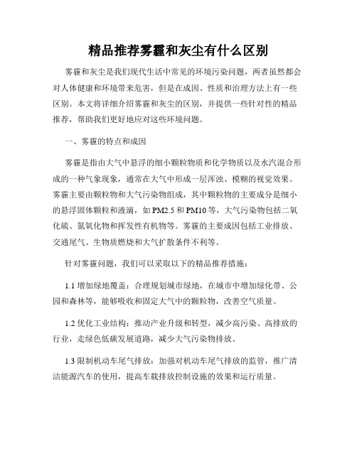 精品推荐雾霾和灰尘有什么区别