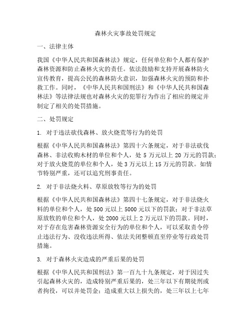 森林火灾事故处罚规定