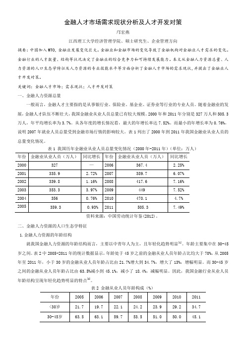 金融人力资源需求现状及人才开发对策---