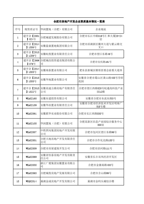 合肥市房地产开发企业资质基本情况一览表(xxxx0512).xls