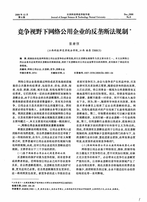 竞争视野下网络公用企业的反垄断法规制