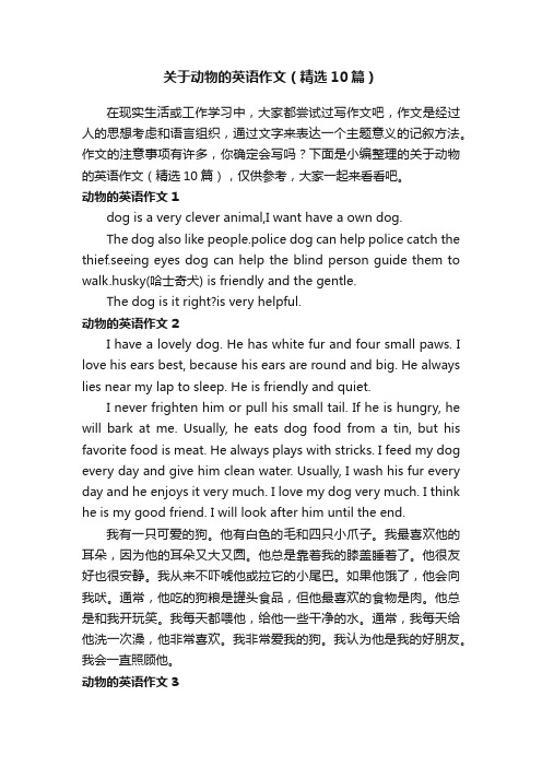 关于动物的英语作文(精选10篇)