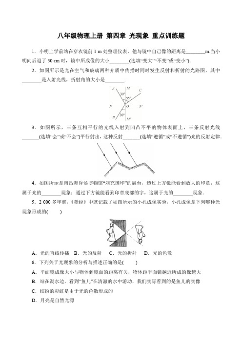 八年级物理上册 第四章 光现象 重点训练题(含答案)