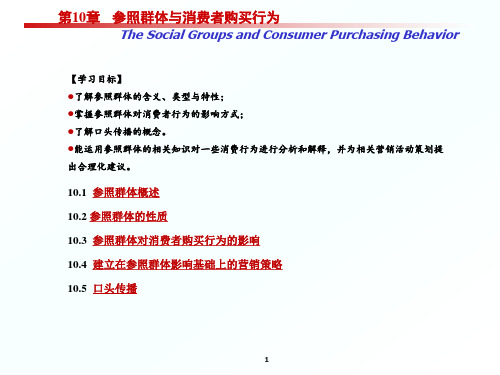 消费者行为学第10章参照群体与消费者购买行为