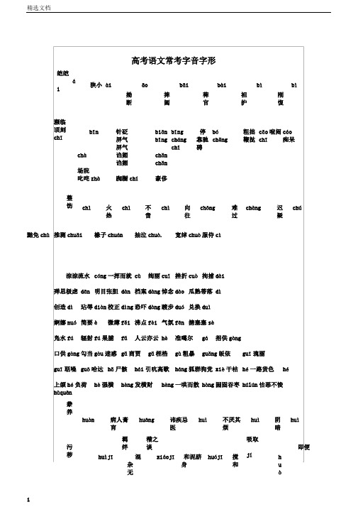 高考语文常考字音字形