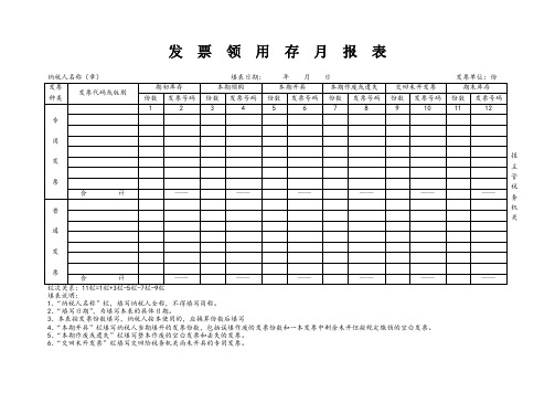 发票领用存月报表模板