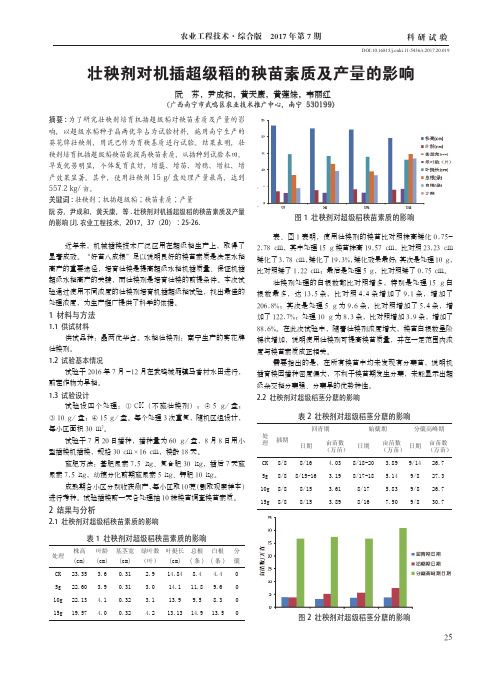 壮秧剂对机插超级稻的秧苗素质及产量的影响