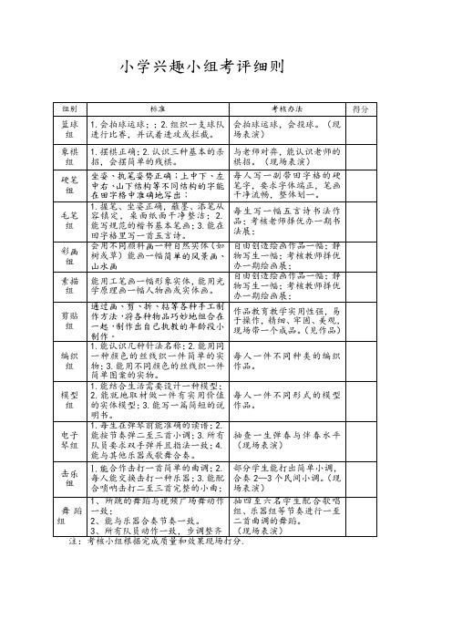 兴趣小组考核细则1