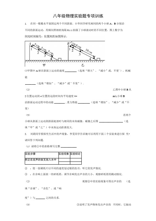 八年级物理实验题专项训练【附答案与解析】.docx