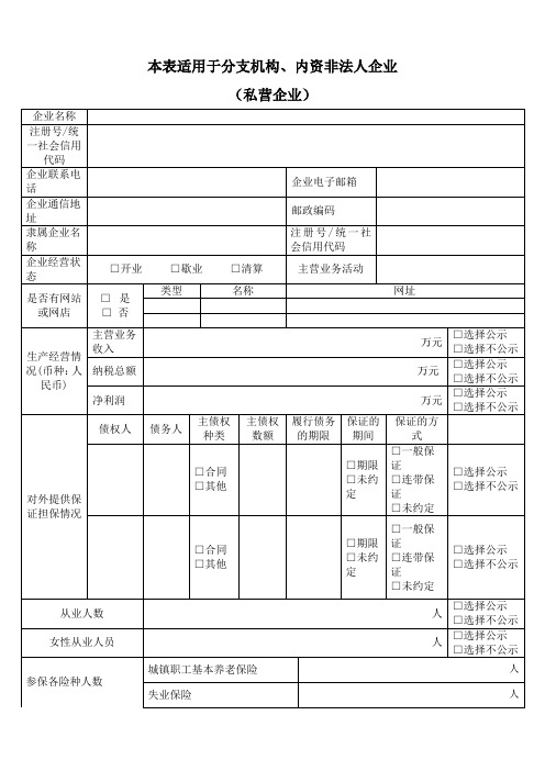 工商年报模板【范本模板】