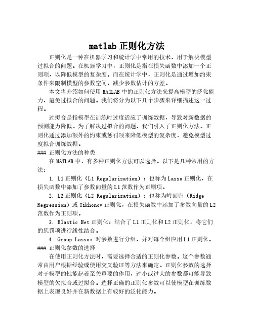 matlab正则化方法