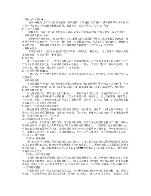 影响黄金价格的21个经济数据