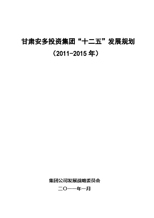 公司十二五发展规划