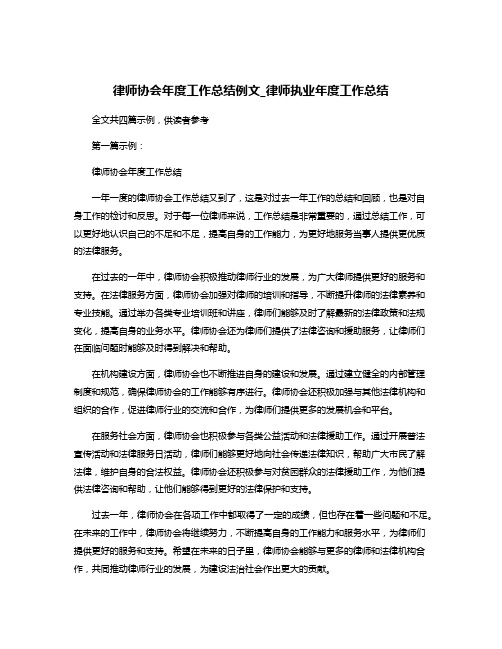 律师协会年度工作总结例文_律师执业年度工作总结