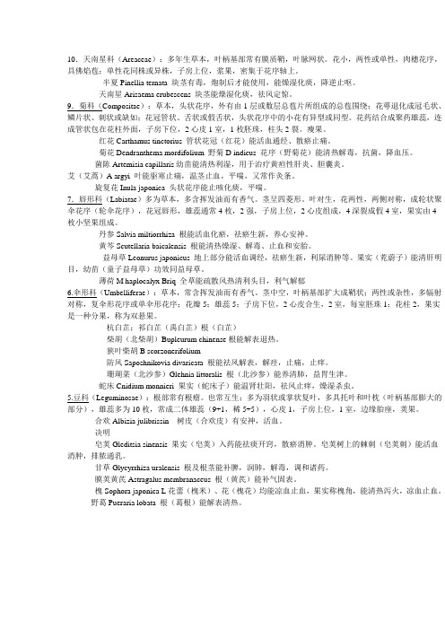 药用植物学重点植物科属植物汇总