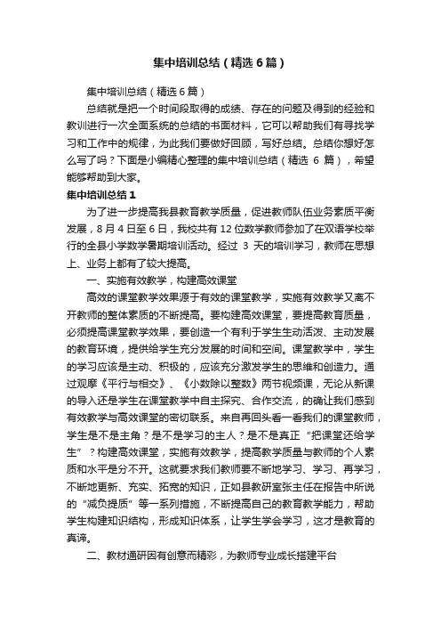 集中培训总结(精选6篇)
