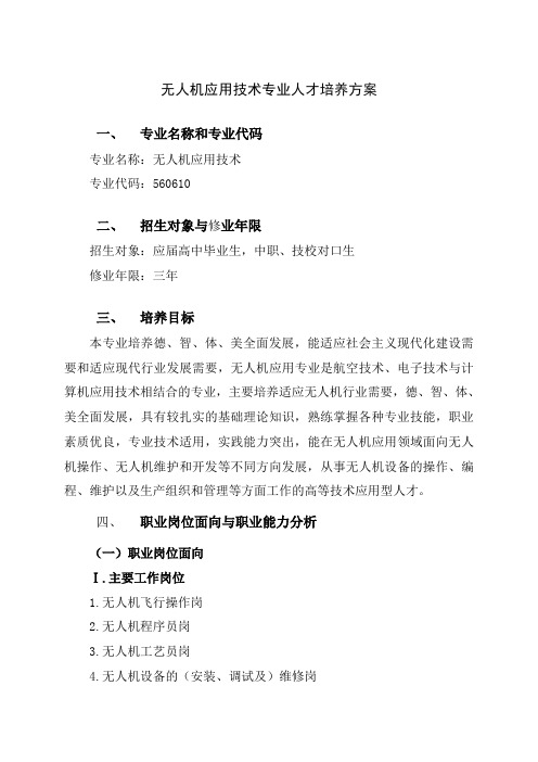 无人机应用技术专业人才培养方案(高职).doc