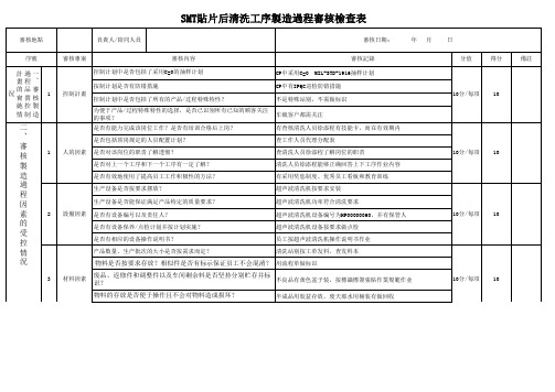 SMT贴片后清洗工序制造过程审核检查表 模板