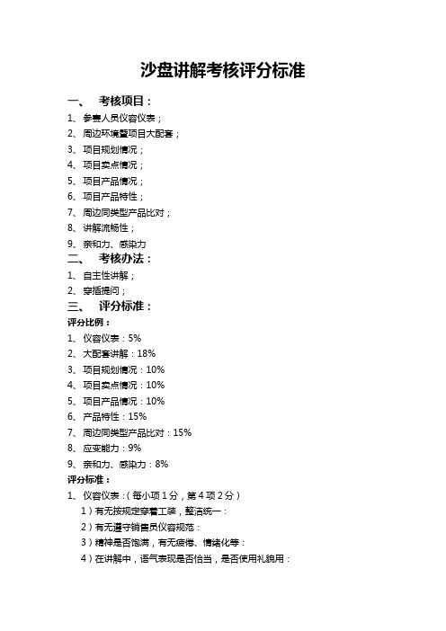 沙盘讲解考核评分标准20131110