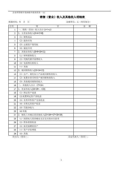 中华人民共和国企业所得税年度纳税申报表及附表填报说明