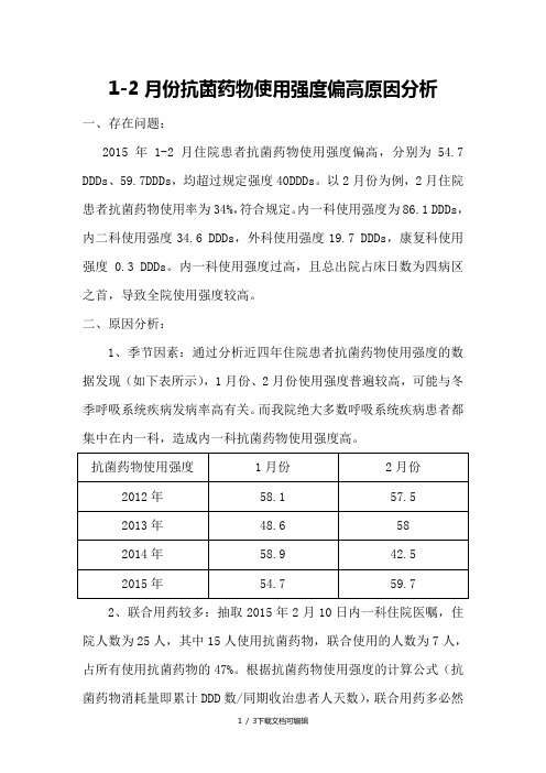 医院抗菌药物使用强度过高原因分析