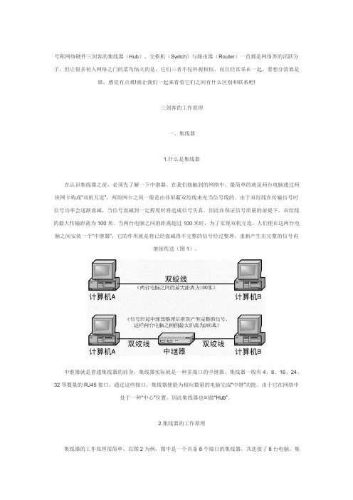 Hub Switch Router 三者之间的区别