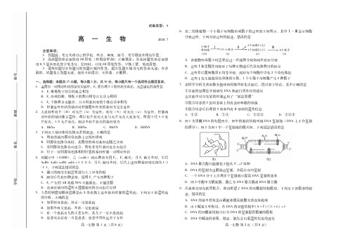 山东省潍坊市2019-2020学年高一下学期期末考试生物试题(可编辑PDF版)