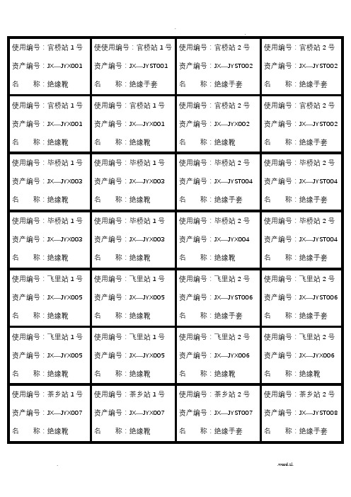 各站安全工器具标签