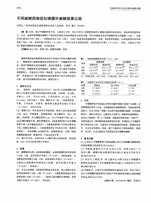 不同麻醉药物低位硬膜外麻醉效果比较