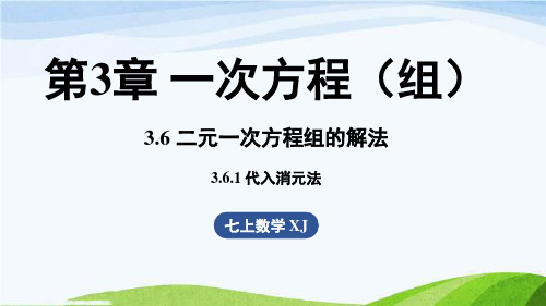 3.6二元一次方程组的解法3.6.1 代入消元法七年级上册数学湘教版