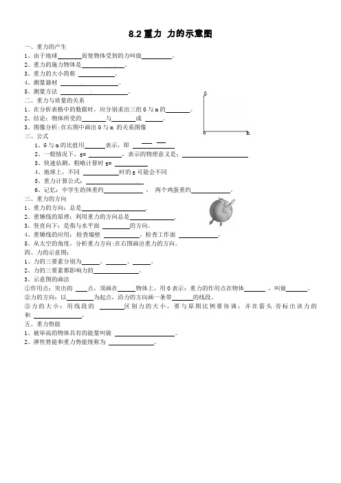 苏科版-物理-八年级下册8.2重力 力的示意图 练习