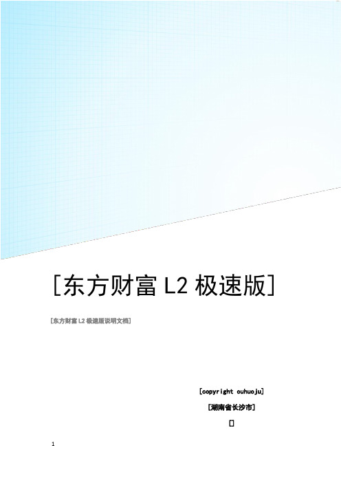 东方财富L2极速版说明文档