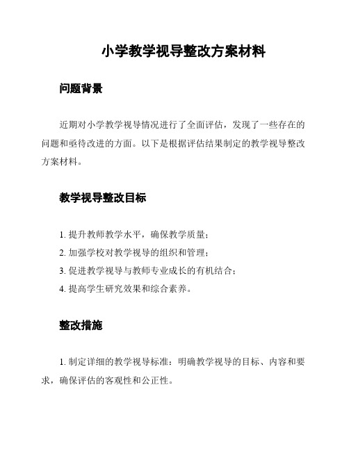 小学教学视导整改方案材料