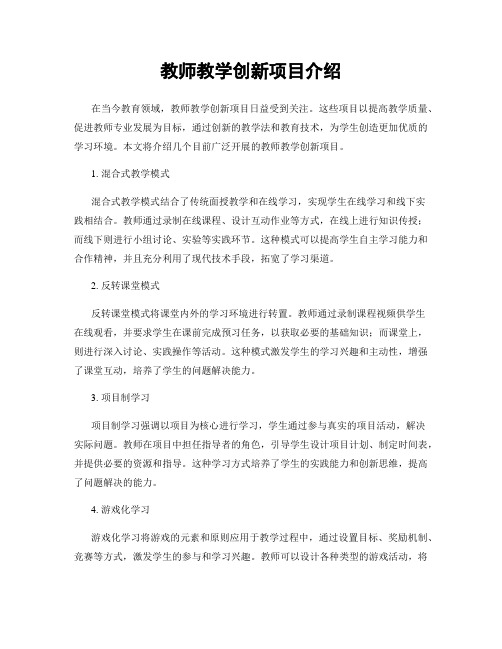 教师教学创新项目介绍