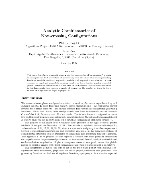 Analytic Combinatorics of Non-crossing Configurations