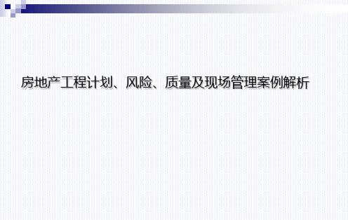 房地产工程计划、风险、质量及现场管理案例解析