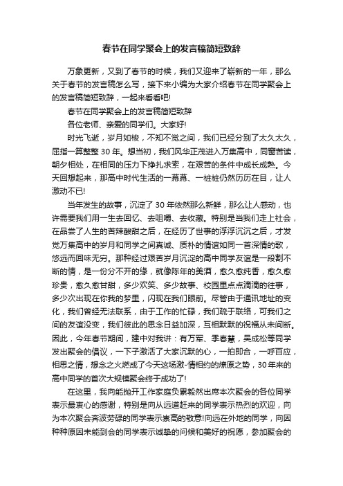 春节在同学聚会上的发言稿简短致辞